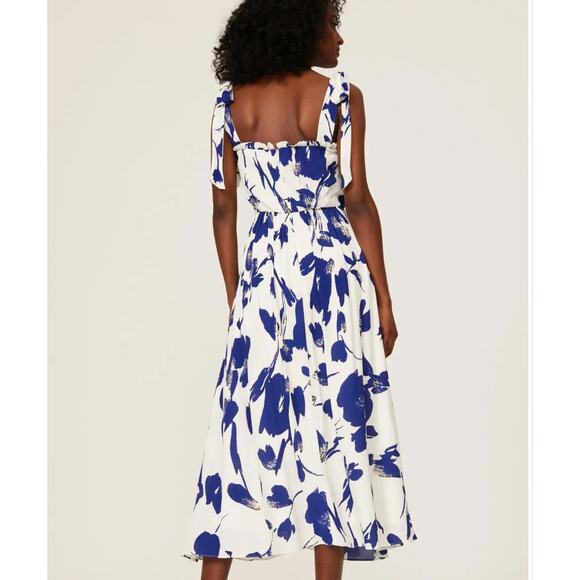 Jason Wu Floral Tiered Ruffle Midi Sundress Dress SIZE 10 Blue Designer $345 - Picture 3 of 11